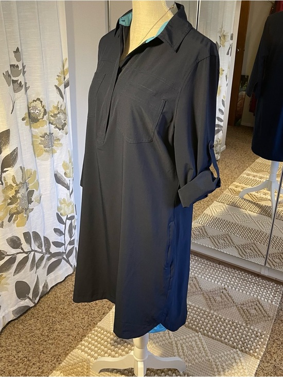 Title nine Dresses & Skirts - Title Nine Navy Mini Shirt Dress with Teal Trim